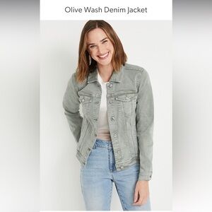 SMALL Olive Washed Jean Jacket from Maurices